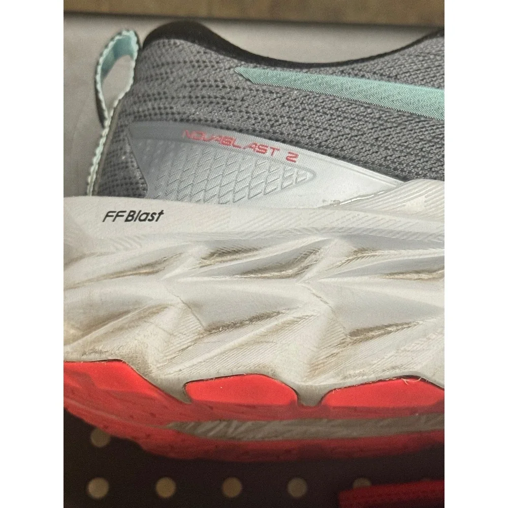 ASICS Novablast 2 Mens 12 Gray Blue Red Good Running Shoes 1011B192 Cushioned